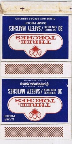 Matchbox Cover Three Torches Safety Matches Made Kenner Louisiana A