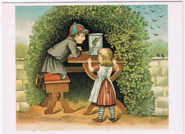 Postcard Illustration Old Swedish Childrens Books Children With Frog Art