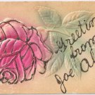 Postcard Embossed Glitter Rose Greetings From Joe Alback