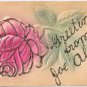 Postcard Embossed Glitter Rose Greetings From Joe Alback