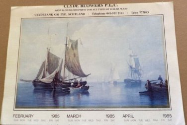Calendar Sailing Ships Clyde Blowers Scotland 1985 Frameable Art 12 x 18