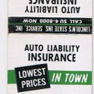 Matchbook Cover Lincoln's State Insurance Service Chicago Illinois
