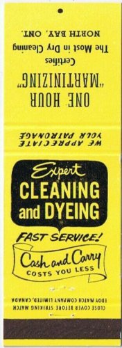 Matchbook Cover One Hour Matinizing North Bay Ontario Yellow