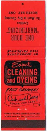 Matchbook Cover One Hour Matinizing North Bay Ontario Orange