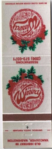 Matchbook Cover The Winery Old Highway 99 Vancouver Washington