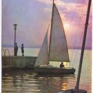 Romania Postcard Mamaia Sunset On Siutghiol Lake Sailboats