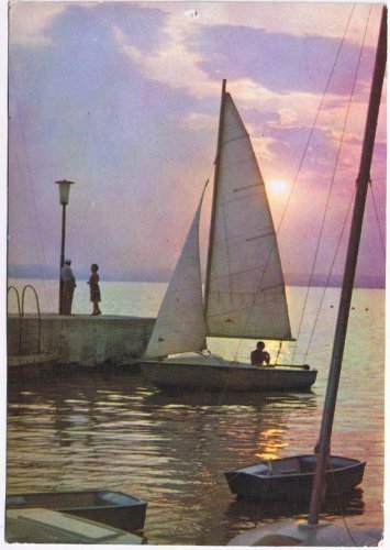 Romania Postcard Mamaia Sunset On Siutghiol Lake Sailboats