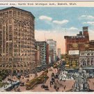 Postcard Woodward Avenue North From Michigan Avenue Detroit Michigan