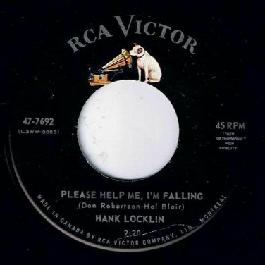 Hank Locklin Please Help Me I'm Falling 45 rpm My Old Home Town RCA Victor NM