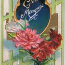 Postcard Embossed Glad Memories Carnations Loudon Ohio 1910