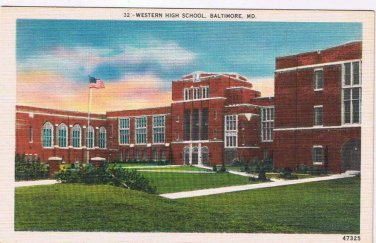 Postcard Western High School Baltimore Maryland