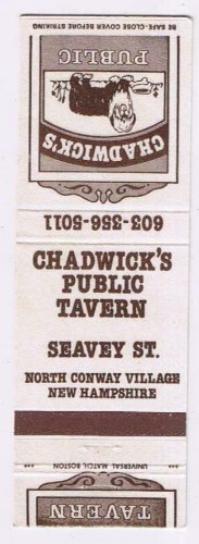 Matchbook Cover Chadwick's Public Tavern North Conway Village New Hampshire
