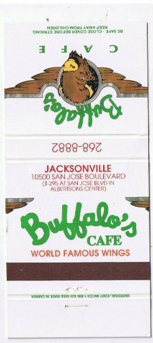 Matchbook Cover Buffalo's Cafe Jacksonville Florida