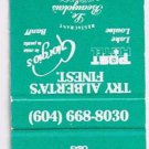 Matchbook Cover Vancouver BC Expo 86 Alberta Pavilion Restaurant