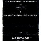 Matchbook Cover Heritage Restaurants Black Cover
