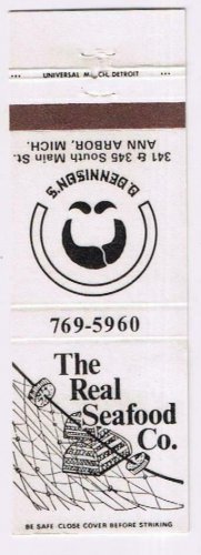 Matchbook Cover The Real Seafood Company Dennisons Ann Arbor Michigan