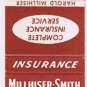 Matchbook Cover Millhiser Smith Agency Insurance Cedar Rapids Iowa