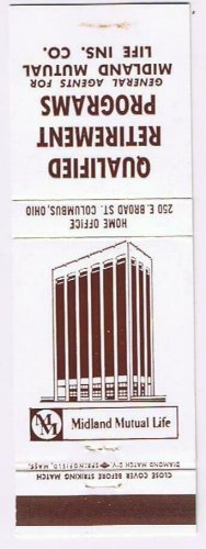 Matchbook Cover Midland Mutual Life Insurance Columbus Ohio