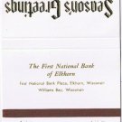 Matchbook Cover First National Bank Of Elkhorn Wisconsin Seasons Greetings
