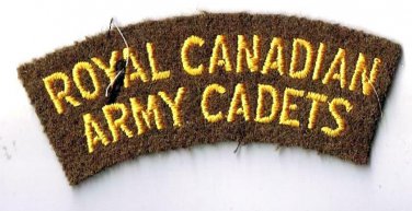Canadian Armed Forces Royal Army Cadets Gold On Brown Arm Patch 3.5" x 1.5"