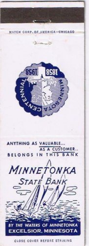 Matchbook Cover Exelsior MN Minnetonka State Bank