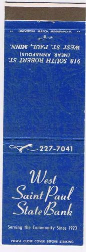 Matchbook Cover West St Paul State Bank West St Paul Minnesota Pay By Check