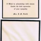 Funeral Card Thank You J M Smith + Black Edged Envelope 2" x 3.5"
