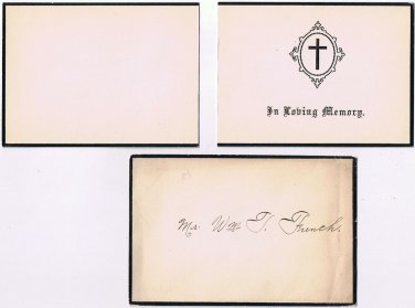 Funeral Card In Loving Memory James French + Black Edged Envelope