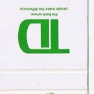 Matchbook Cover TD Toronto Dominion Bank Oktoberfest Kitchener Waterloo Ontario