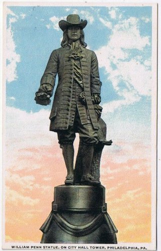 Postcard William Penn Stature On City Hall Tower Philadelphia Pennsylvania