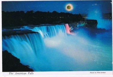 Ontario Postcard Niagara Falls The American Falls Illuminated Moonlight