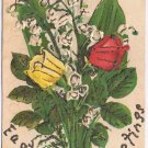 Easter Postcard Embossed Greetings Flowers Glitter G D & D Star Bavaria