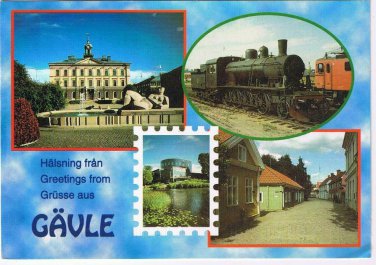 Sweden Postcard Gaule Radhuset Jarnvagsmuseet Konserthuset Gamla Gaule Multi