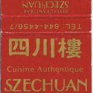 Matchbook Cover Szechuan Cuisine Authentique Old Montreal Quebec