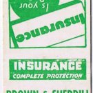 Matchbook Cover Brown & Sherrill Insurance Temple Texas