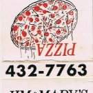 Matchbook Cover Jim & Mary's Pizza Green Bay Wisconsin