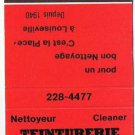 Matchbook Cover Teinturerie St Laurent Cleaner Louiseville Quebec Orange