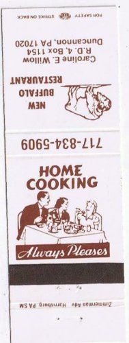 Matchbook Cover New Buffalo Restaurant Duncannon Pennsylvania