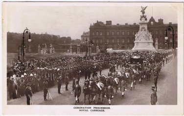Postcard Coronation Procession Royal Carriage London England UK