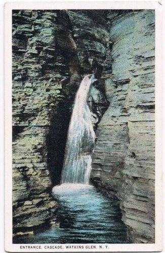 Watkins Glen New York Postcard Entrance Cascade Curteich A-52131 1913