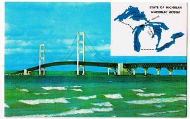 Mackinaw City St Ignace Michigan Postcard Mackinac Bridge