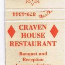 Matchbook Cover Marshall Jet MO Craven House Restaurant