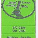 Matchbook Cover Village Realty & Insurance Twin Lakes Wisconsin Green