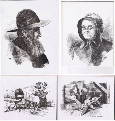 Peter Etril Snyder Prints (4) Ontario Mennonite Portrait & Scenes 8" x 10"
