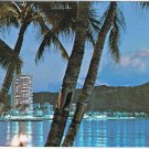 Postcard Waikiki Beach Moonlight Diamond Head Honolulu Hawaii