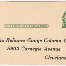 Advertising Postal Card Reliance Gauge Column Cleveland Ohio 1 Cent Jefferson