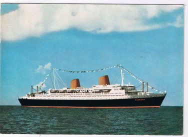 Postcard MS Europa Norddeutscher Lloyd Bremen Shipboard Cancel 30.9.68