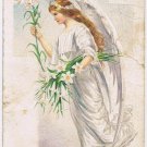 Postcard Embossed Easter Blessings Angel With Lilies Berlin Ontario 1915