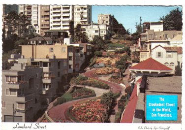 California Postcard San Francisco Lombard The World's Crookedest Street
