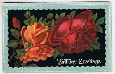 Greeting Postcard Birthday Roses 1911 Germany